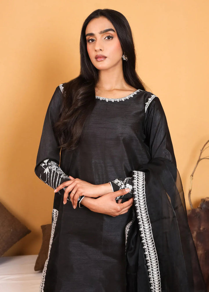 Topnotch Pret Embroidered Raw Silk 3 Piece Suit Moonstone