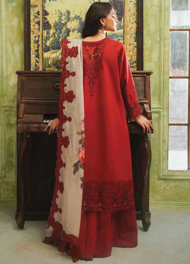 Tresor by Zarqash Embroidered Lawn Suit Unstitched 3 Piece ZRQ24T ZQT-007 Rosaline - Luxury Collection