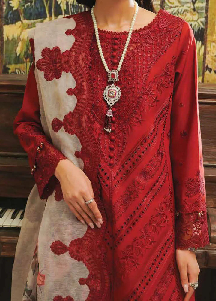 Tresor by Zarqash Embroidered Lawn Suit Unstitched 3 Piece ZRQ24T ZQT-007 Rosaline - Luxury Collection