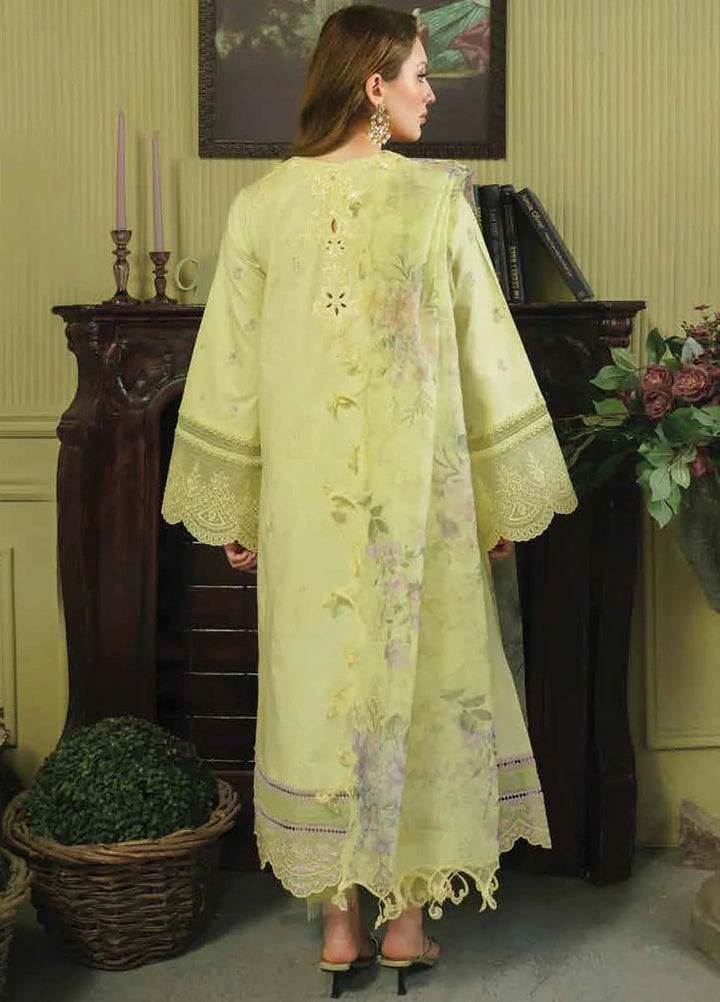 Tresor by Zarqash Embroidered Lawn Suit Unstitched 3 Piece ZRQ24T ZQT-008 Primrose - Luxury Collection