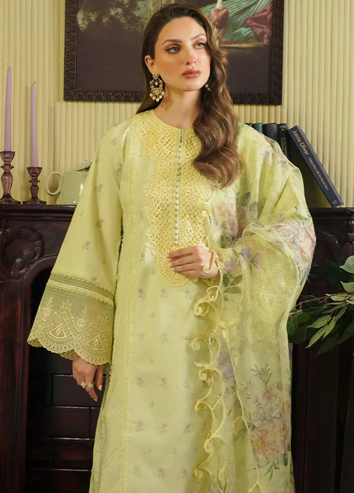 Tresor by Zarqash Embroidered Lawn Suit Unstitched 3 Piece ZRQ24T ZQT-008 Primrose - Luxury Collection