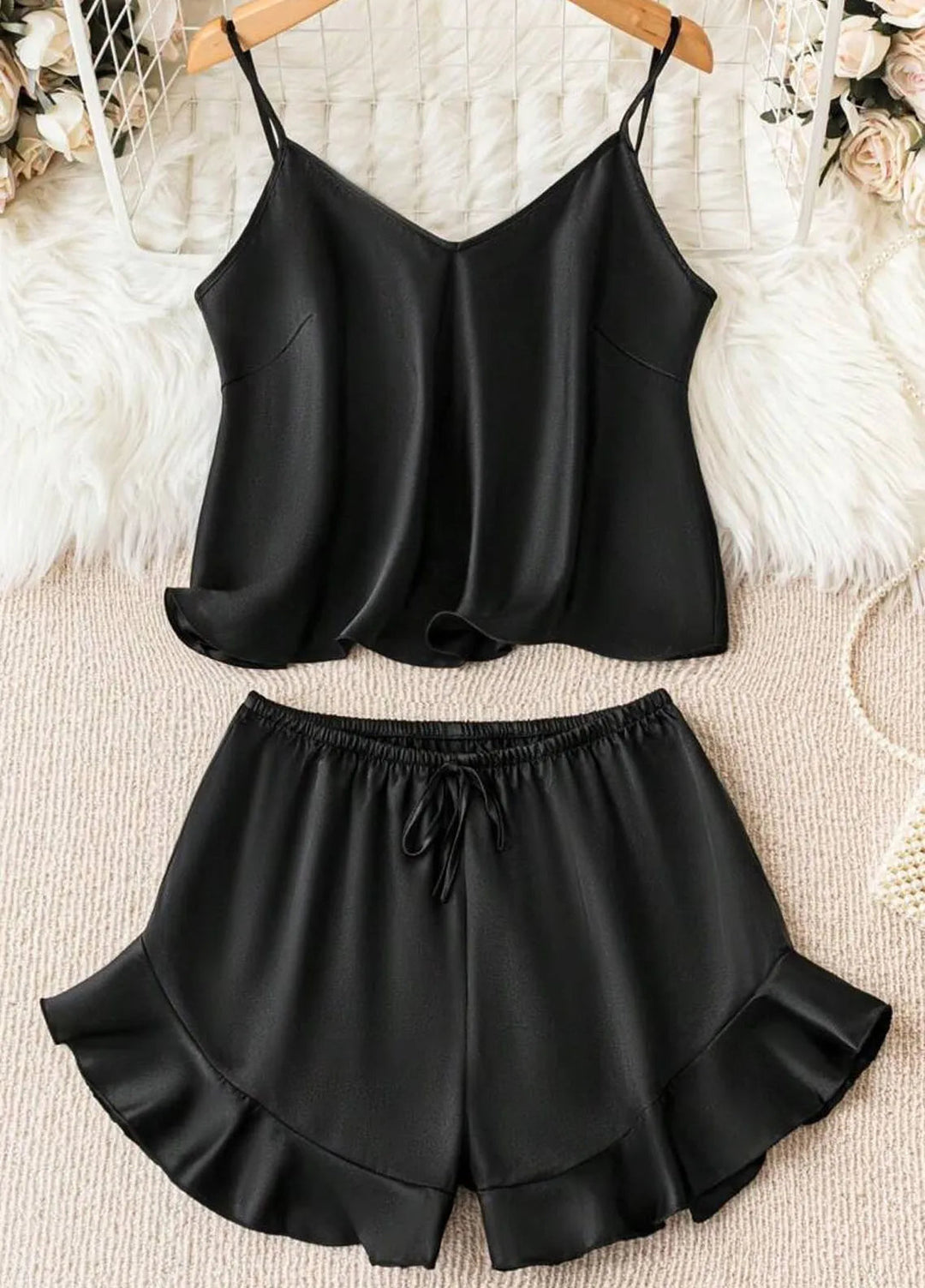 Valerie Pret Night Wear Polyester Cami Set BB-CCAMI03-BLK
