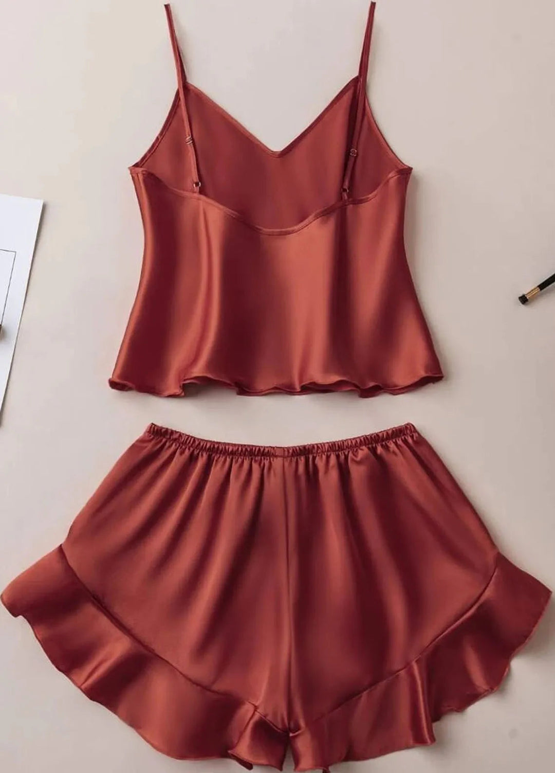 Valerie Pret Night Wear Polyester Cami Set BB-CCAMI03-BRWN