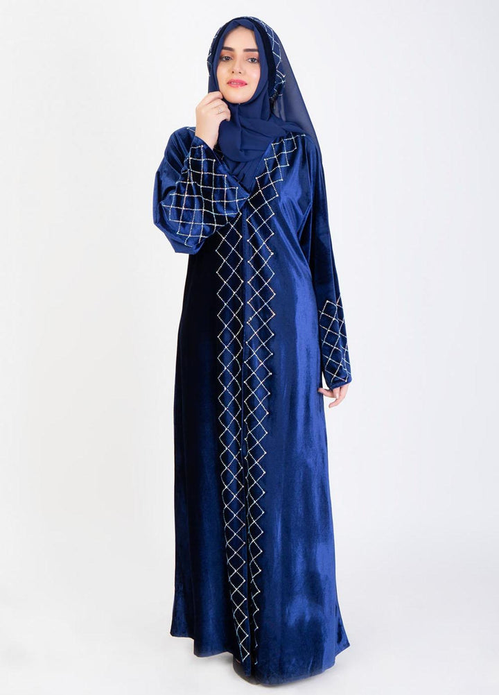 Abaya pk Casual Velvet Stitched Abaya ABA22VL SAPPHIRE VELVET