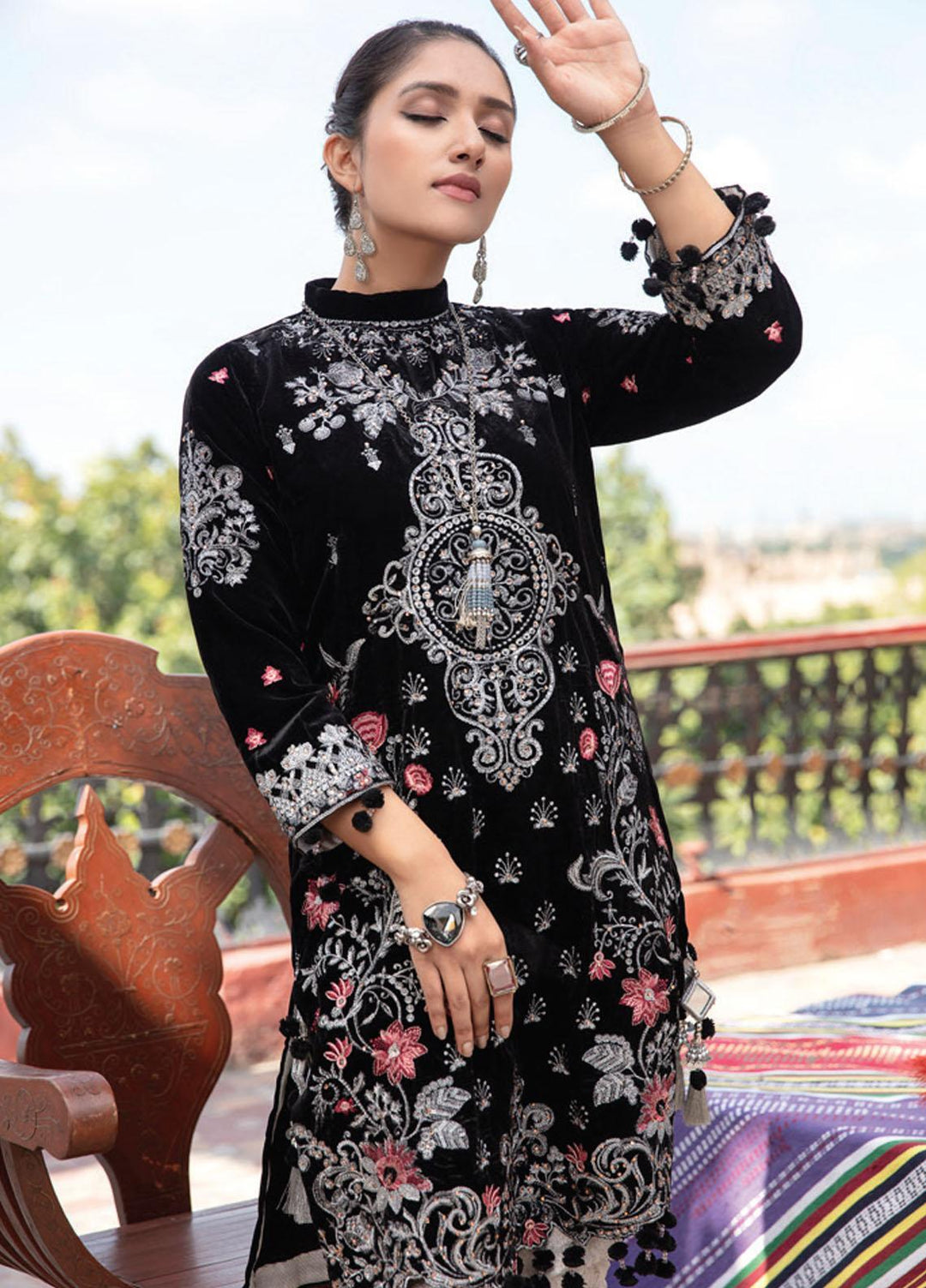 Velveto by Al Zohaib Embroidered Velvet  Unstitched Shirt AZ21V-2 D-01 - Winter Collection