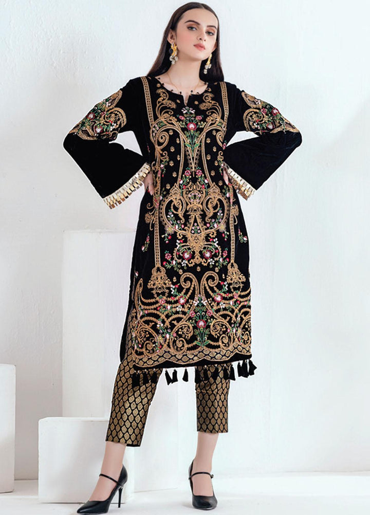 Velveto by Al Zohaib Embroidered Velvet  Unstitched Shirt AZ21V D-01 - Winter Collection