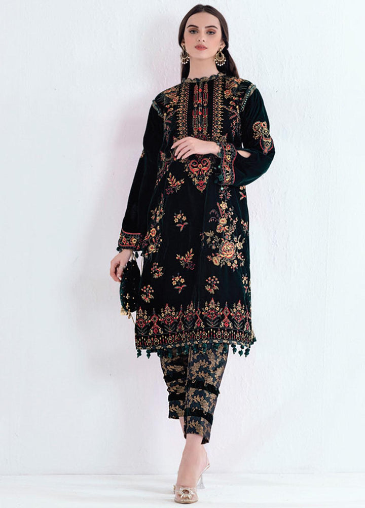 Velveto by Al Zohaib Embroidered Velvet  Unstitched Shirt AZ21V D-02 - Winter Collection