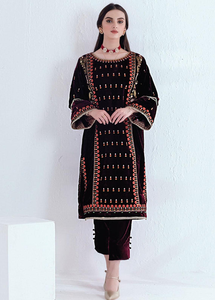 Velveto by Al Zohaib Embroidered Velvet  Unstitched Shirt AZ21V D-04 - Winter Collection