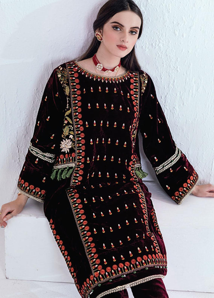 Velveto by Al Zohaib Embroidered Velvet  Unstitched Shirt AZ21V D-04 - Winter Collection