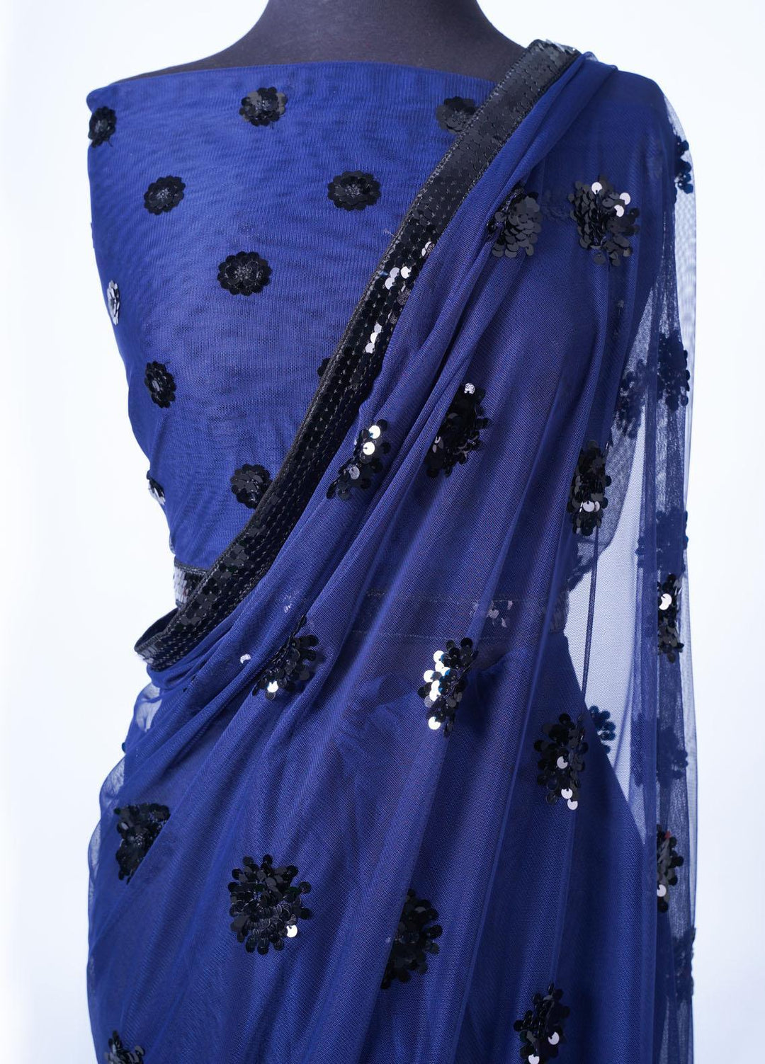 Vibgyor Fashion Embroidered Net  Unstitched Saree S1-C1-23U Chakra Blue - Festive Collection