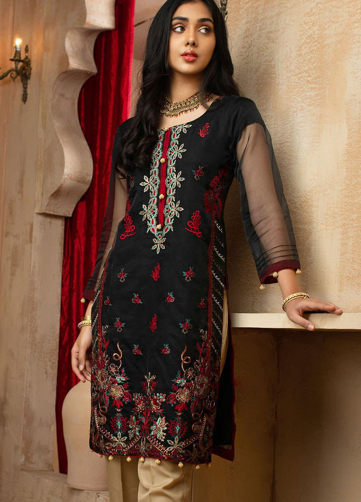 Vital Soiree By AB Textiles Embroidered Organza  Unstitched Kurties AB21VS VWE-04 NOIRE - Festive Collection