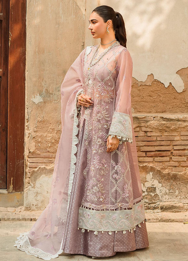 Trousseau By Vitalia Embroidered Organza Suits Unstitched 4 Piece VT22T Heather - Wedding Collection