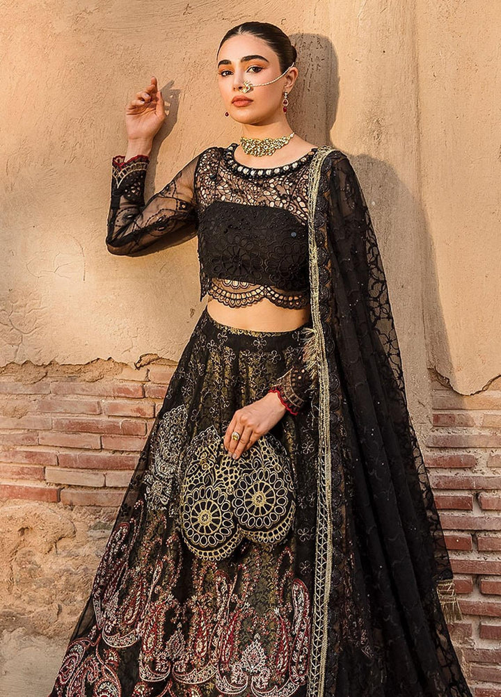 Trousseau By Vitalia Embroidered Organza Suits Unstitched 4 Piece VT22T Nightingale - Wedding Collection