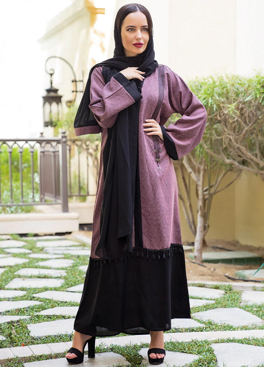 Abaya pk Nida Pret Abaya ABA22VG TASSELED DUO GOWN