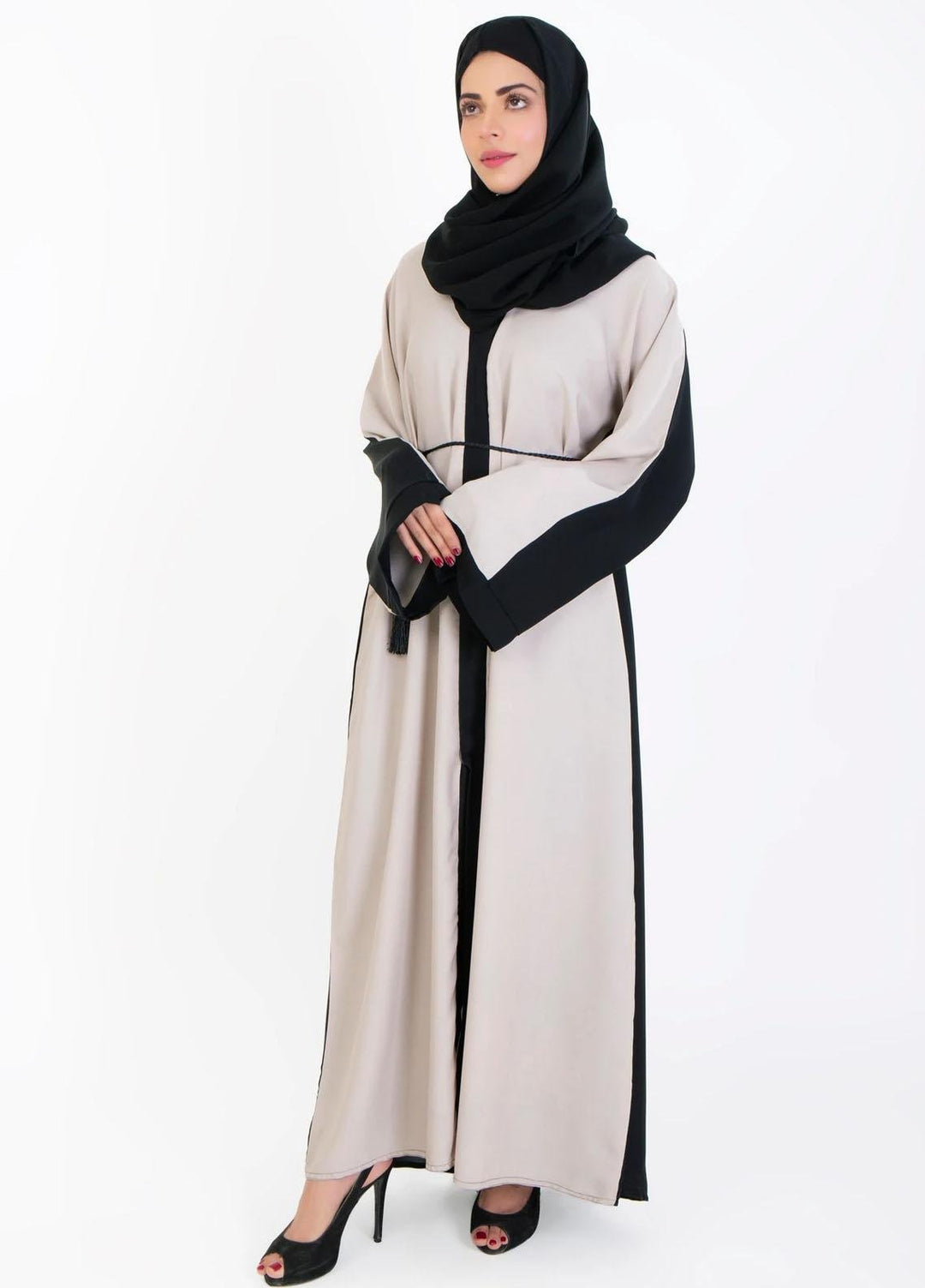 Abaya pk Nida Pret Abaya ABA22VG AYAAN BEIGE AND BLACK