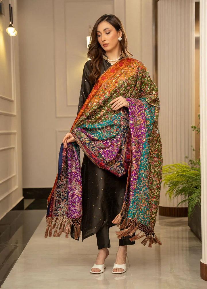 Wisaah by Zouj Katan Silk Shawl ZJ24WS Rang Rez - Winter Collection