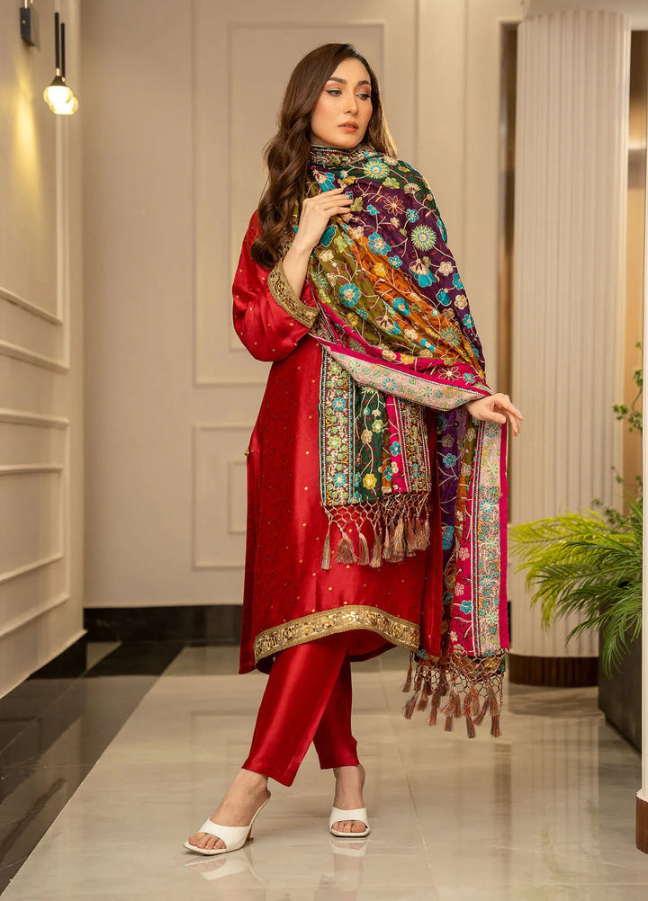 Wisaah by Zouj Katan Silk Shawl ZJ24WS Sitara - Winter Collection