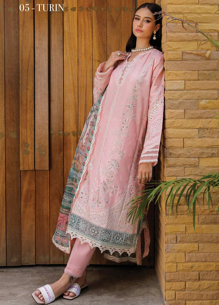 Xenia Embroidered Lawn Suit Unstitched 3 Piece XE25LL D-05 Turin - Summer Collection