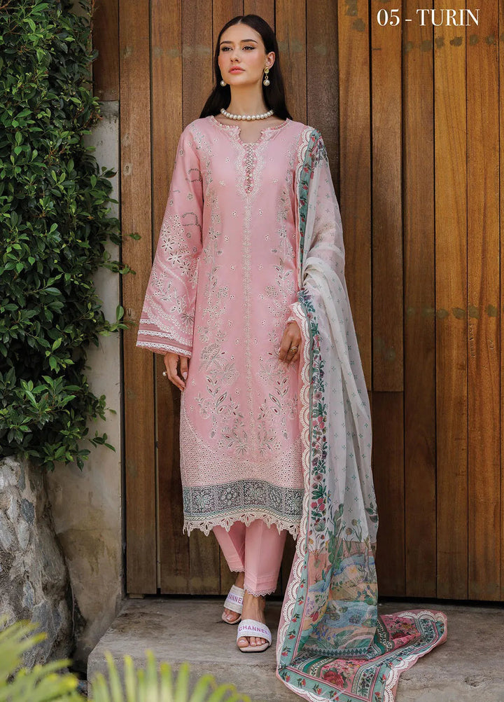 Xenia Embroidered Lawn Suit Unstitched 3 Piece XE25LL D-05 Turin - Summer Collection