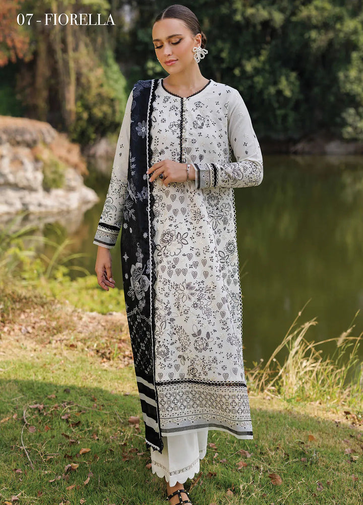 Xenia Embroidered Lawn Suit Unstitched 3 Piece XE25LL D-07 Fiorella - Summer Collection