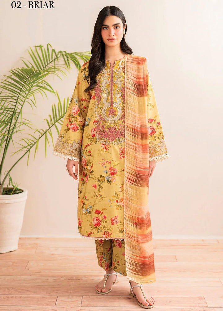 Xenia Printed Lawn Suits Unstitched 3 Piece XE25PL D-02 Briar - Summer Collection