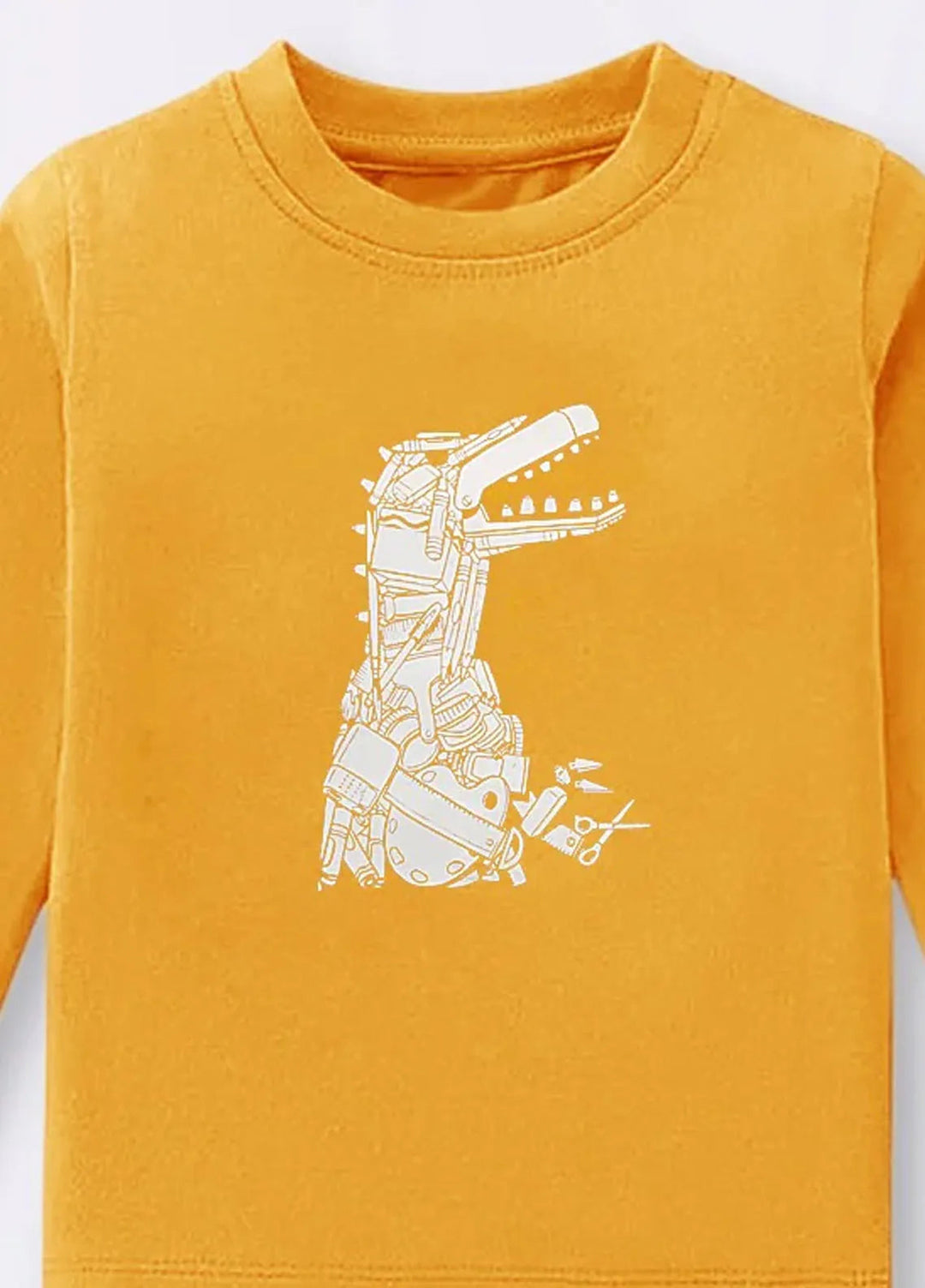 Baby Nest Yellow Dino Robot Printed Full Sleeves T shirt for Kids - BNDR-47
