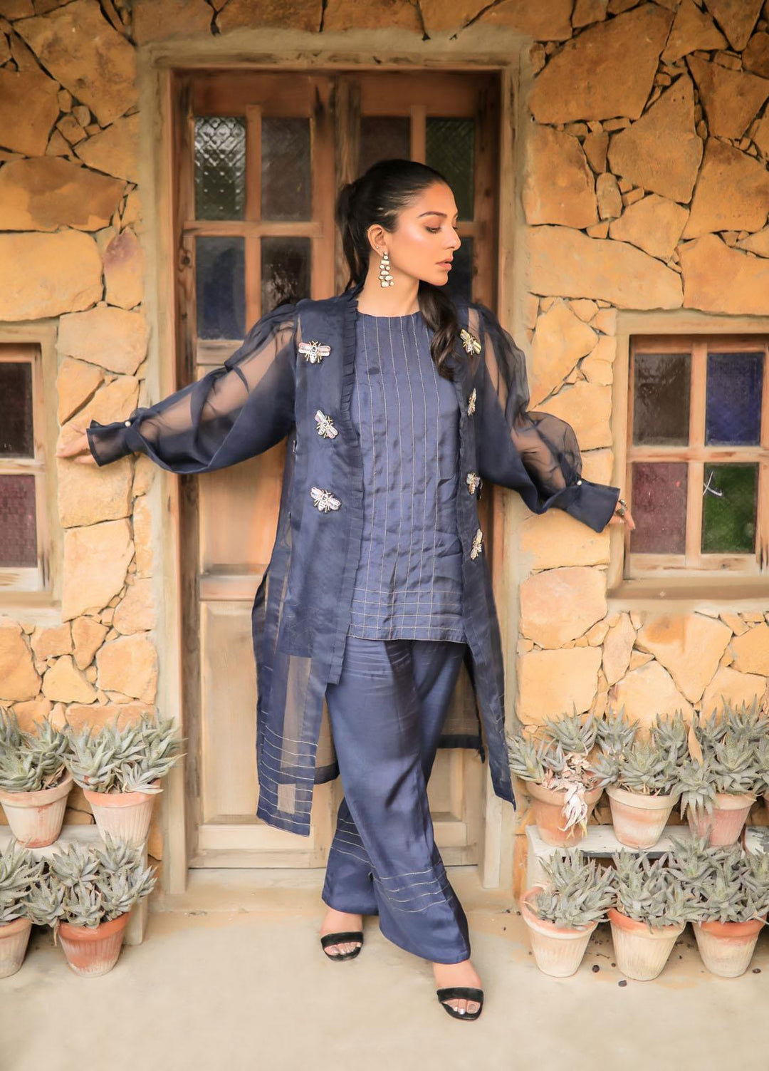 Yusra Ansari Pret  Organza 3 Piece Suit YA22LBK Yed-13 Zeyphr