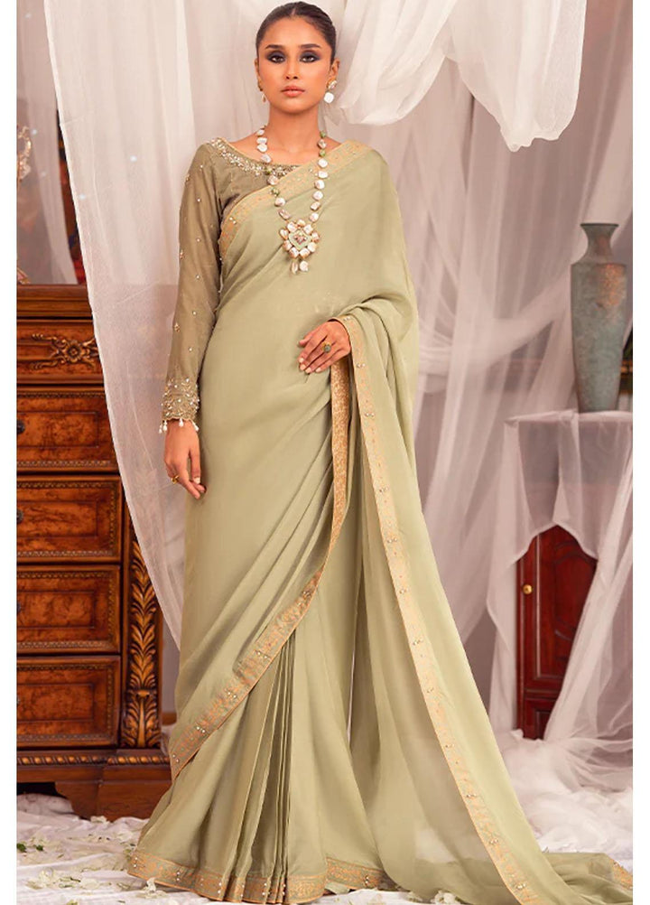 Zaaviay Luxury Pret Embroidered Velvet Saree ZBHM22-08 ZHAVIAA