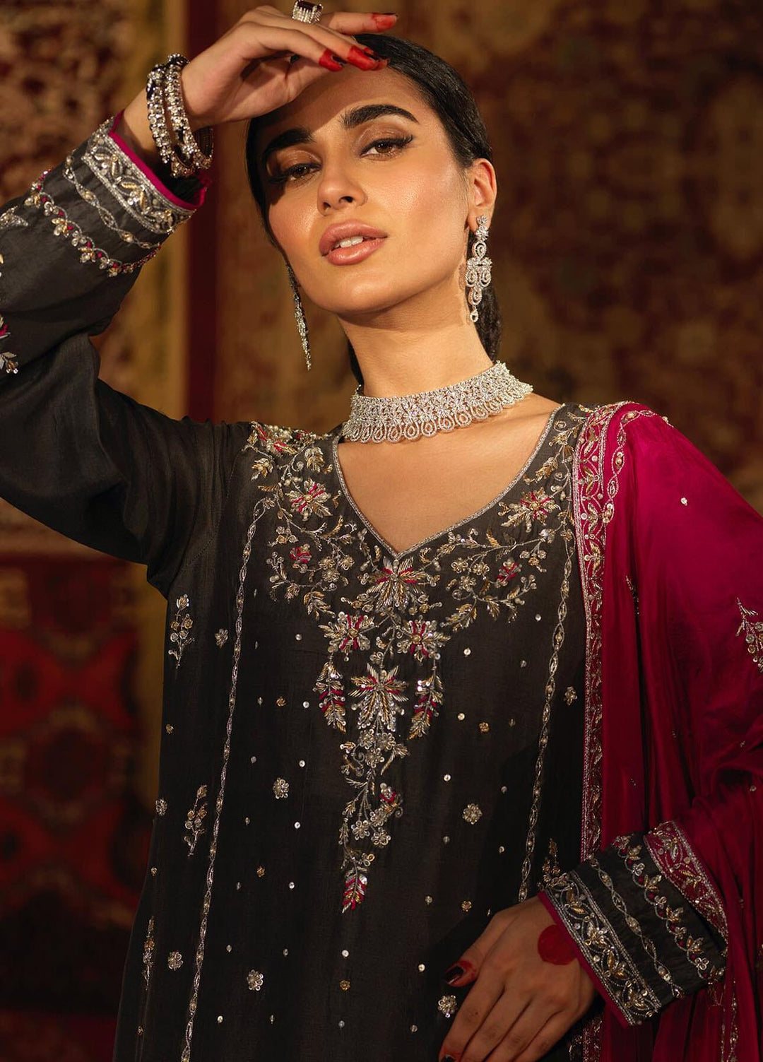 Zaaviay Luxury Pret Embroidered  3 Piece Suit MAHJABEEN