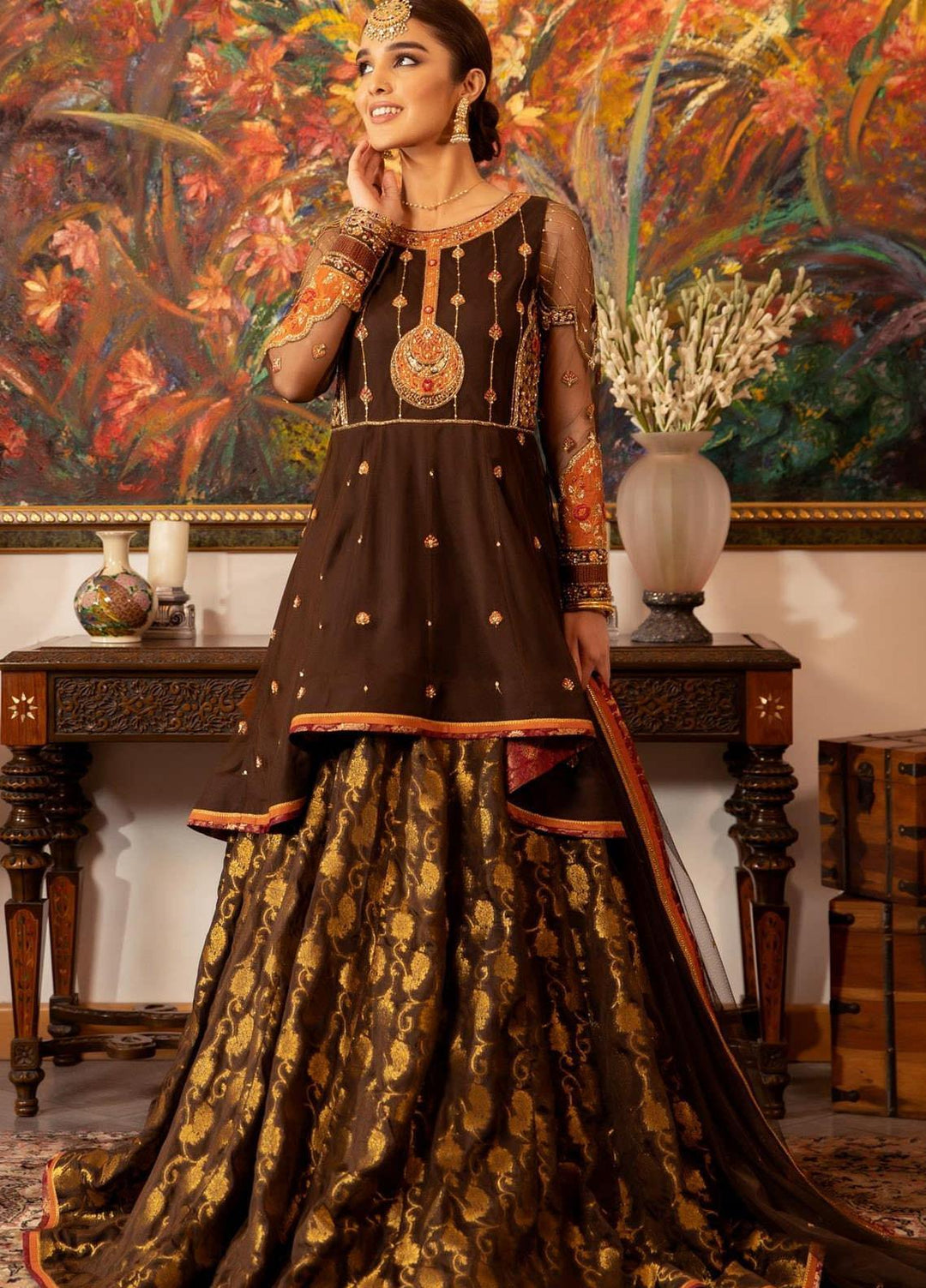 Zaaviay Embroidered Net Stitched 3 Piece Suit DHOL BAJE