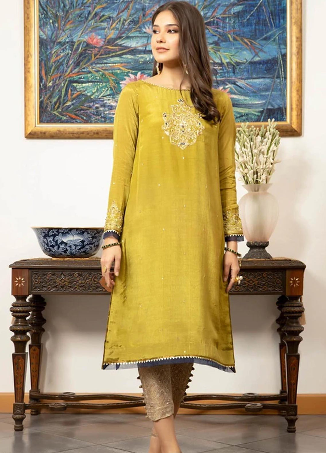 Zaaviay Pret Luxury Raw Silk Kurti ZV21LP ZPR-048 Sabz Roshan