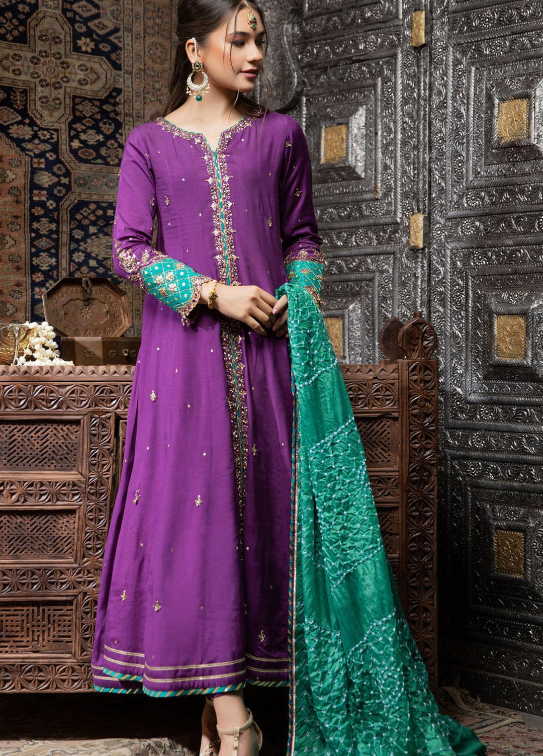 Zaaviay Embroidered Raw Silk Stitched 3 Piece Suit ZV21E 05-KHUSHBOO