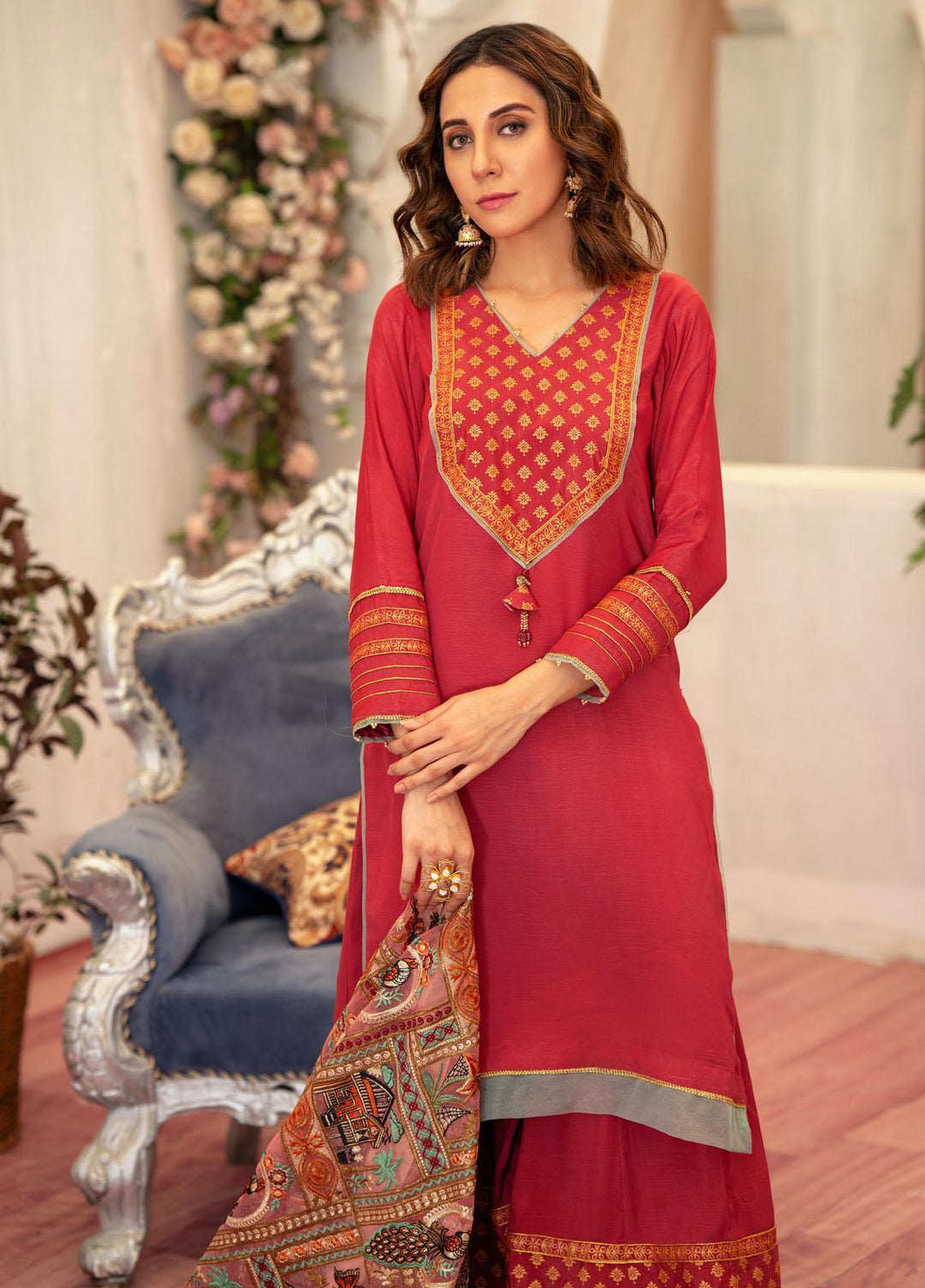Zaaviay Festive Pret  Raw Silk 3 Piece Suit ZV22PE ZEC22- 013 Mimi