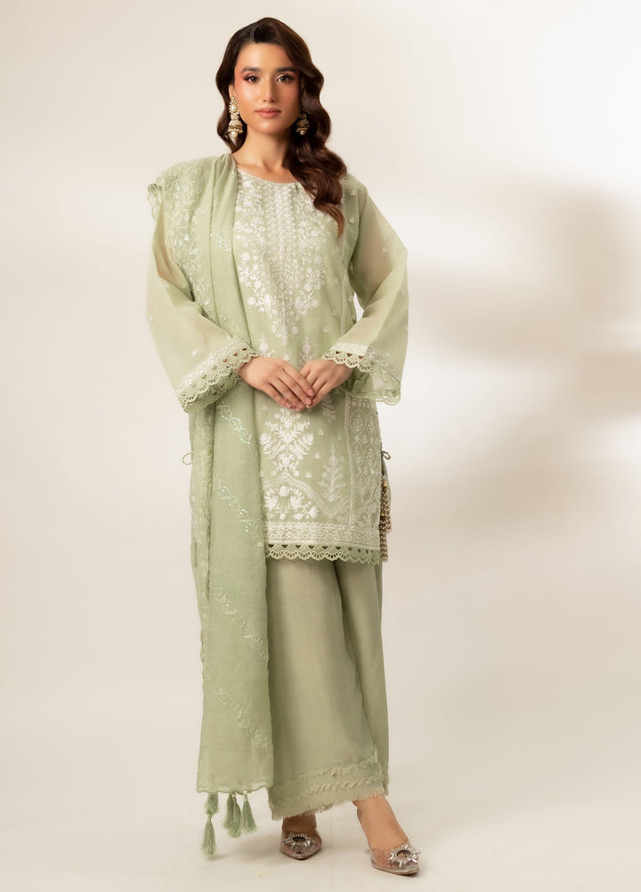 Zaaviay Pret Embroidered Cotton Net 3 Piece Suit Mint to Be