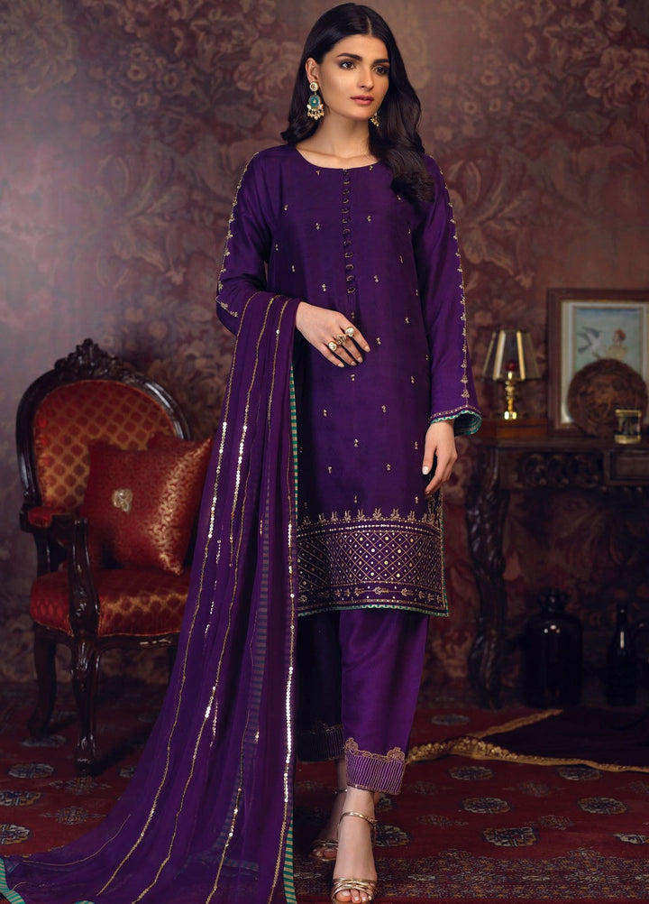 Zaaviay Pret Embroidered Raw Silk 3 Piece Suit Meher