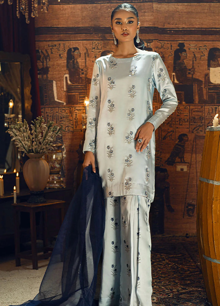 Zaaviay Pret Embroidered Shamooz Silk 3 Piece Suit Hieroglyph