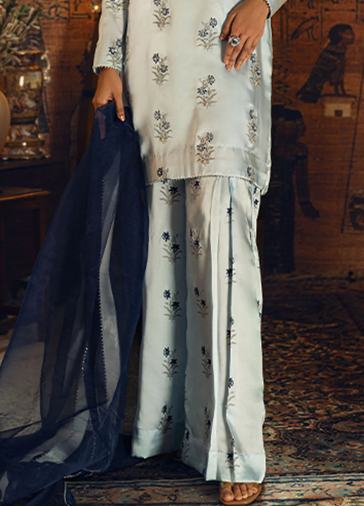 Zaaviay Pret Embroidered Shamooz Silk 3 Piece Suit Hieroglyph