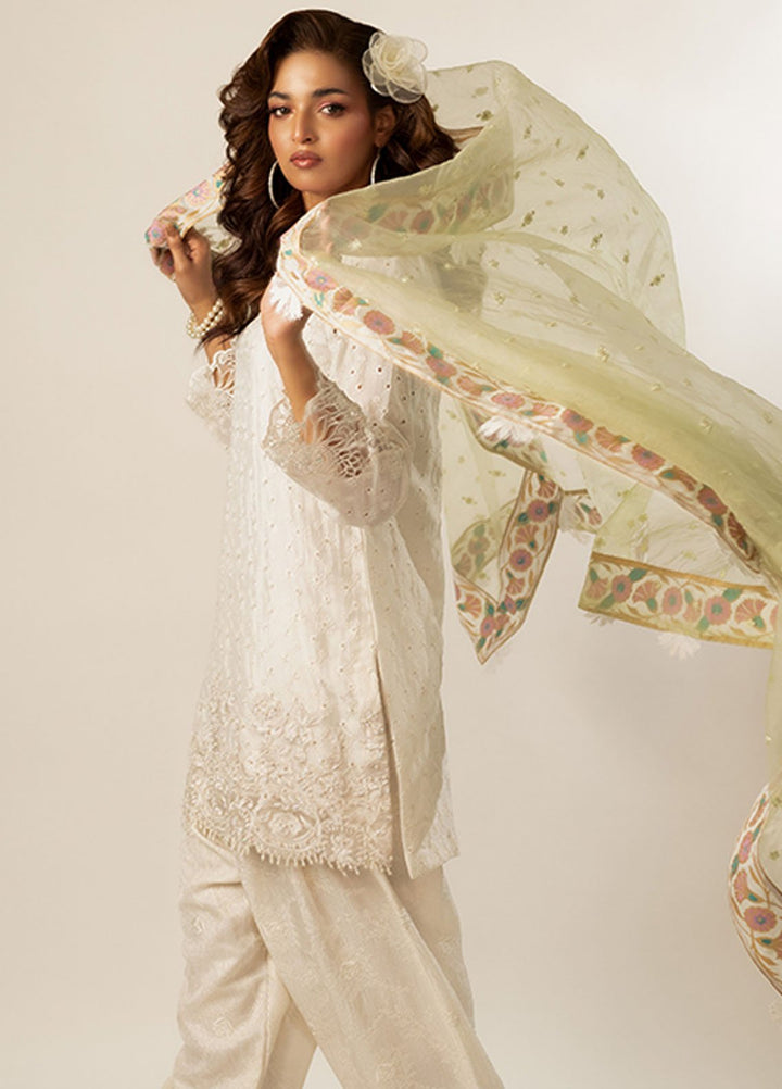 Zaaviay Pret Embroidered Sheesha Silk 3 Piece Suit Lime Sorbet