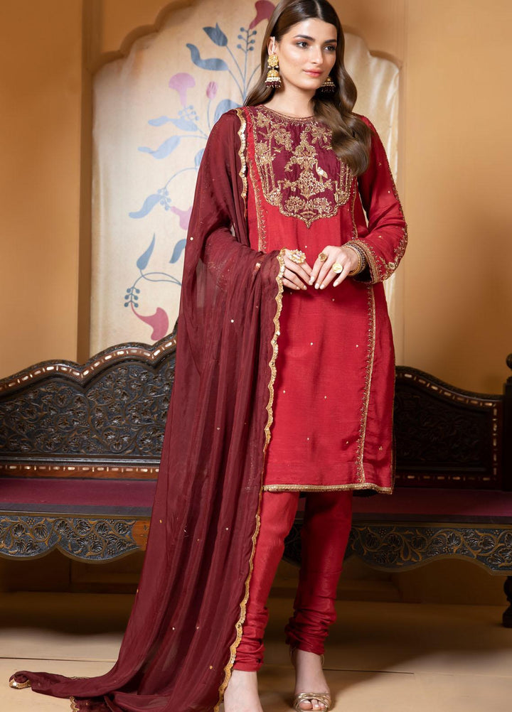 Zaaviay Luxury Pret Embroidered Raw Silk 3 Piece Dress HEERIYE