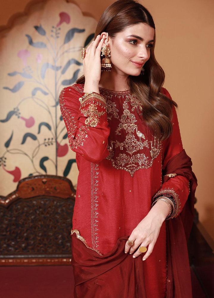 Zaaviay Luxury Pret Embroidered Raw Silk 3 Piece Dress HEERIYE