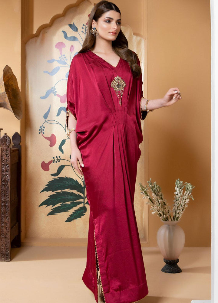Zaaviay Luxury Pret Embroidered Silk Kaftan Maahi A