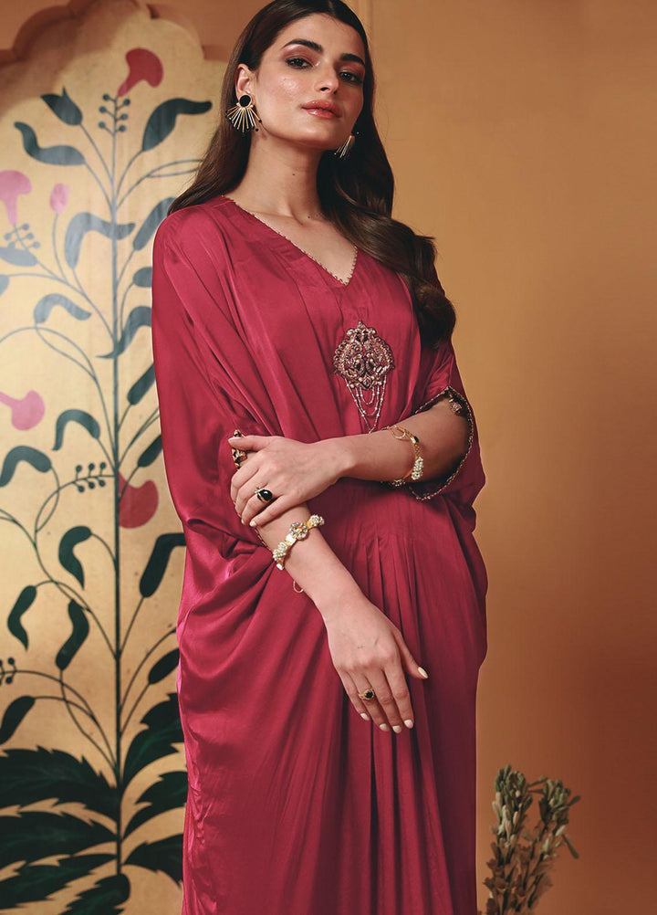 Zaaviay Luxury Pret Embroidered Silk Kaftan Maahi A