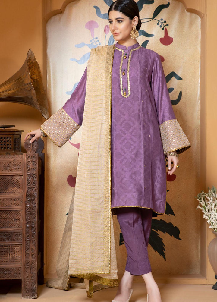 Zaaviay Luxury Pret Embroidered Khaadi Net 3 Piece Dress Mahiwal