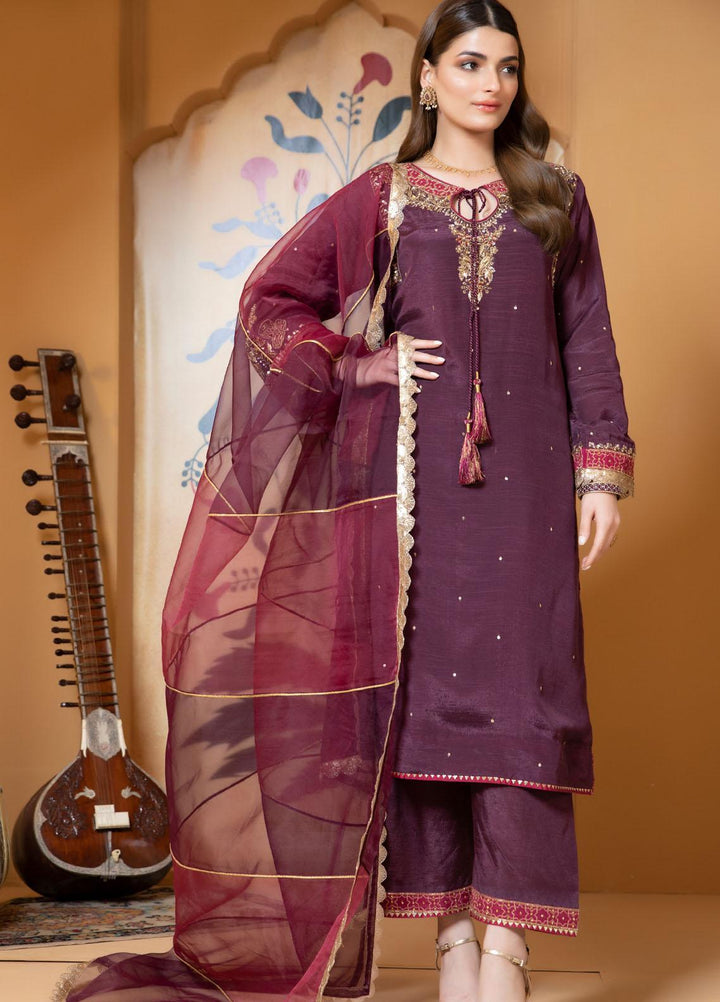 Zaaviay Luxury Pret Embroidered Raw Silk 3 Piece Dress Ranjhana