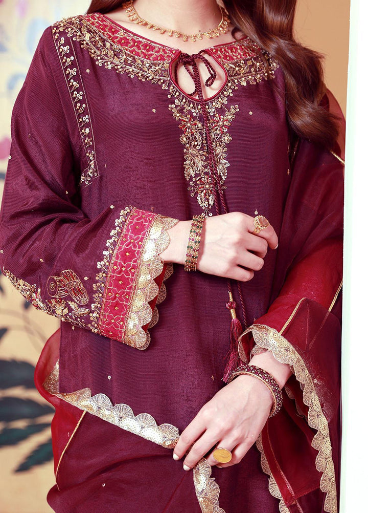 Zaaviay Luxury Pret Embroidered Raw Silk 3 Piece Dress Ranjhana