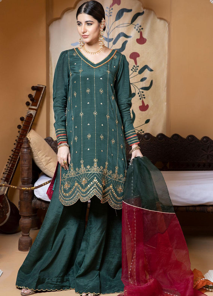 Zaaviay Luxury Pret Embroidered Raw Silk 3 Piece Dress RANO