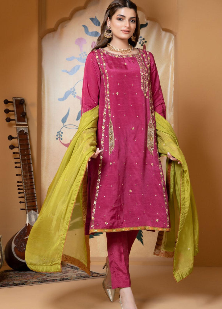 Zaaviay Luxury Pret Embroidered Raw Silk 3 Piece Dress SAHIBAN