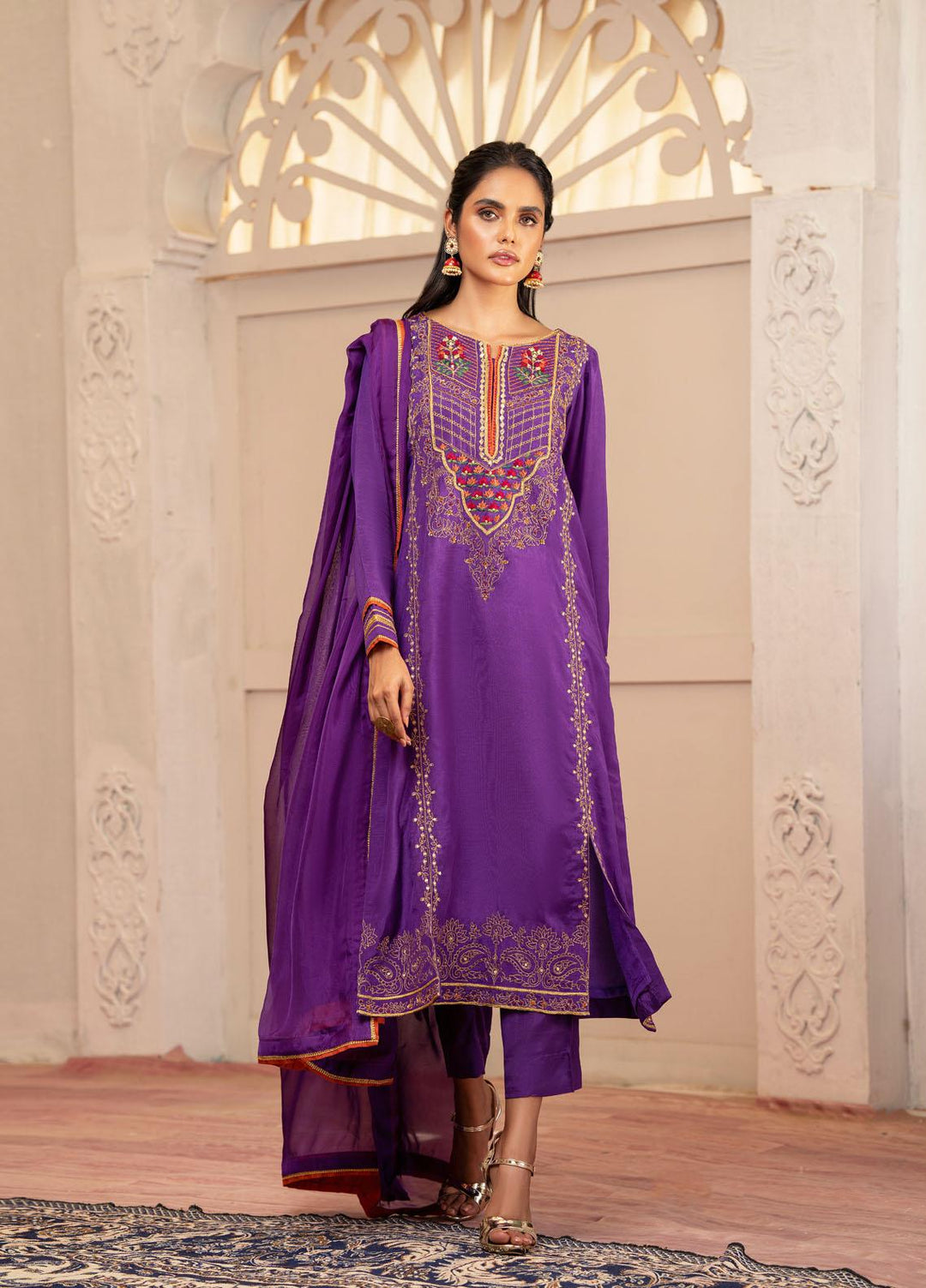 Zaaviay Festive Pret Raw Silk 3 Piece Suit ZV22PE ZEC22- 005 Safira