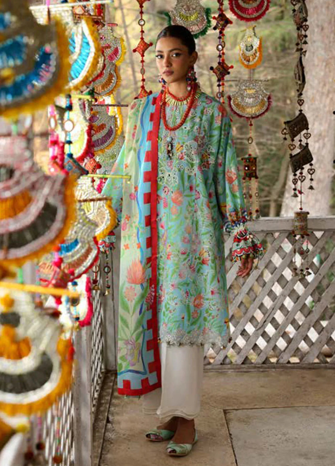 Zaha By Khadijah Shah Embroidered Lawn Suits Unstitched 3 Piece ZL25NL D-08 B Zaraah - Summer Collection