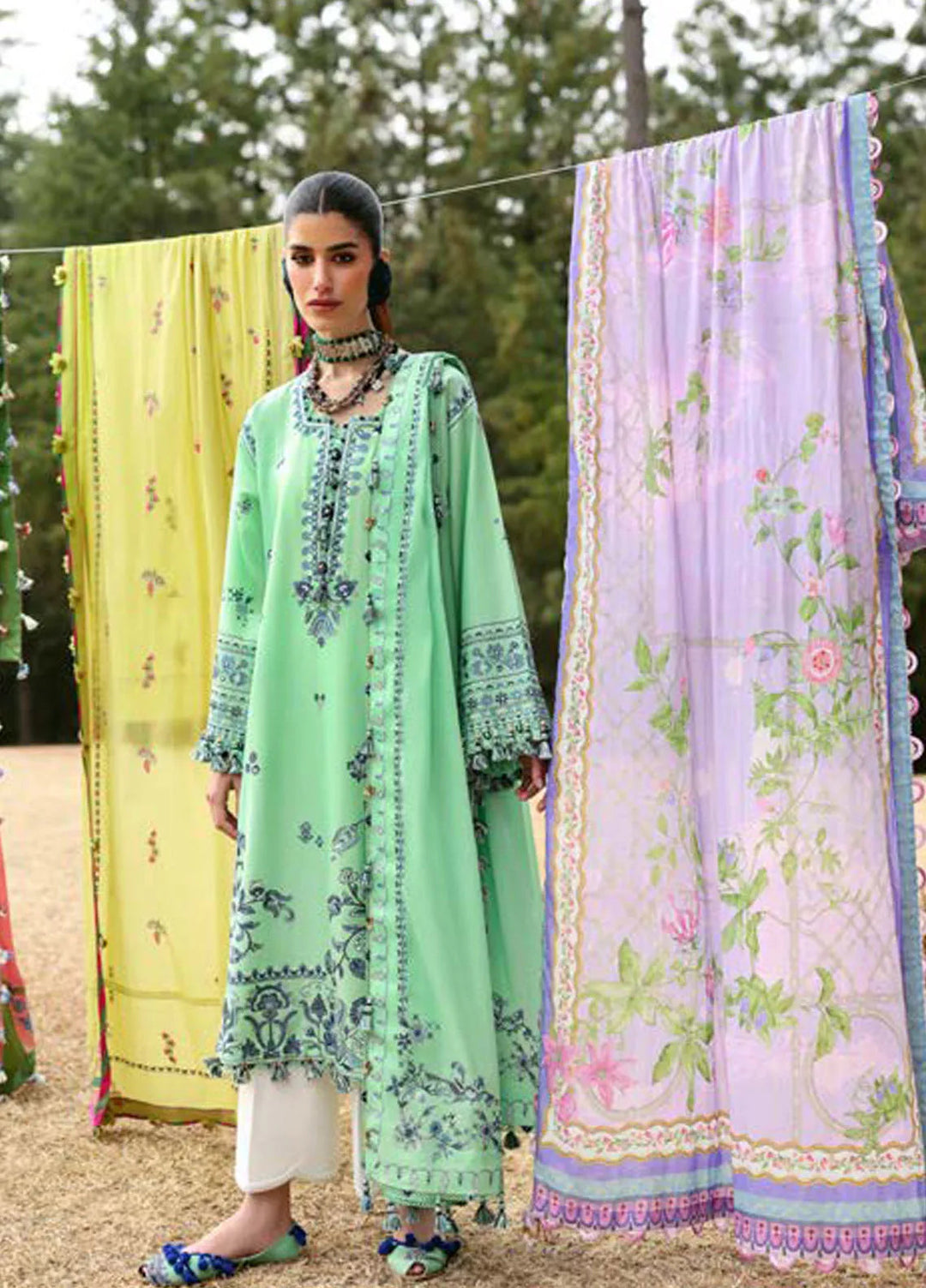 Zaha By Khadijah Shah Embroidered Lawn Suits Unstitched 3 Piece ZL25NL D-10 A Elaya - Summer Collection